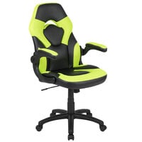 Flash Furniture CH-00095-GN-GG High-Back Neon-Green LeatherSoft Swivel Office Chair / Video Game Chair with Flip-Up Arms