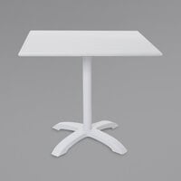 BFM Seating Beachcomber-Bali 24" x 32" White Powder Coated Aluminum Dining Height Outdoor / Indoor Table