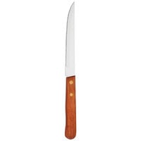 Walco 740527 5 inch Stainless Steel Serrated Steak Knife with Hardwood Handle   - 36/Case