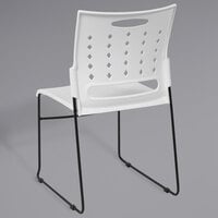 Flash Furniture RUT-2-WH-GG Hercules White Sled Base Stack Chair with Air-Vent Back
