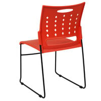 Flash Furniture RUT-2-OR-GG Hercules Orange Sled Base Stack Chair with Air-Vent Back