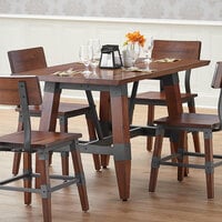Lancaster Table & Seating Antique Walnut Rustic Industrial Wooden Dining Height Trestle Table Base for 30 inch x 48 inch Table Tops