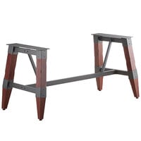Lancaster Table & Seating Mahogany Rustic Industrial Wooden Dining Height Trestle Table Base for 30" x 72" Table Tops