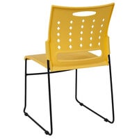 Flash Furniture RUT-2-YL-GG Hercules Yellow Sled Base Stack Chair with Air-Vent Back