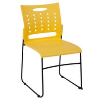 Flash Furniture RUT-2-YL-GG Hercules Yellow Sled Base Stack Chair with Air-Vent Back