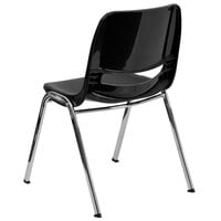 Flash Furniture RUT-18-BK-CHR-GG Hercules Black Ergonomic Shell Stack Chair with Chrome Frame