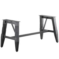 Lancaster Table & Seating Industrial Antique Slate Gray Standard Height Trestle Table Base for 30" x 72" Table Tops