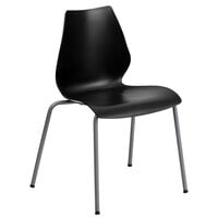 Flash Furniture RUT-288-BK-GG Hercules Black Stack Chair with Lumbar Support