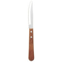 Walco 960527 3 3/4 inch Stainless Steel Serrated Round Tip Steak Knife with Pakka Wood Handle   - 24/Case