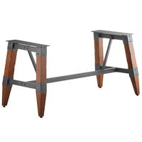 Lancaster Table & Seating Industrial Antique Walnut Trestle Table Base for 30" x 72" Table Tops