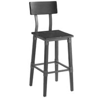 Lancaster Table & Seating Rustic Industrial Bar Height Chair with Antique Slate Gray Finish