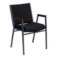 Flash Furniture XU-60154-BK-GG Hercules Heavy Duty Black Dot Fabric Stack Chair with Arms