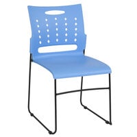 Flash Furniture RUT-2-BL-GG Hercules Blue Sled Base Stack Chair with Air-Vent Back