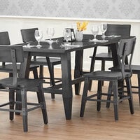 Lancaster Table & Seating 30 inch x 72 inch Solid Wood Live Edge Dining Height Trestle Table with Legs and Antique Slate Gray Finish