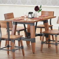 Lancaster Table & Seating 30 inch x 48 inch Solid Wood Live Edge Dining Height Trestle Table with Legs and Antique Natural Wood Finish
