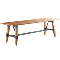 Lancaster Table & Seating Industrial 30" x 96" Solid Wood Live Edge Standard Height Trestle Base Table with Antique Natural Finish