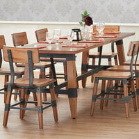 Lancaster Table & Seating 30 inch x 96 inch Solid Wood Live Edge Dining Height Trestle Table with Legs and Antique Natural Wood