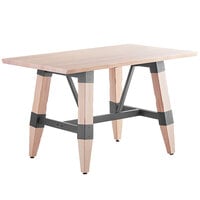 Lancaster Table & Seating Industrial 30" x 48" Solid Wood Live Edge Trestle Base Table with Antique White Wash Finish
