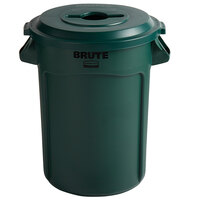 Rubbermaid BRUTE 32 Gallon Green Round Trash Can and Mixed Recycle Lid
