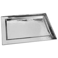 Walco VMT2014 Ironstone 20 inch x 14 inch Stainless Steel Rectangular Serving Tray