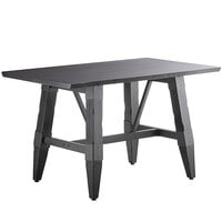 Lancaster Table & Seating Industrial 30" x 48" Solid Wood Live Edge Trestle Base Table with Antique Slate Gray Finish