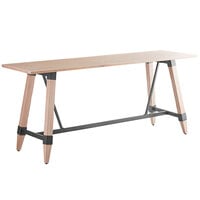 Lancaster Table & Seating 30 inch x 96 inch Solid Wood Live Edge Bar Height Trestle Table with Legs and Antique White Wash Finish