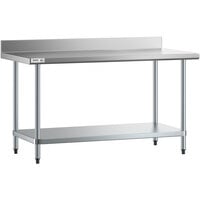 Regency 30" x 60" 18-Gauge 304 Stainless Steel Commercial Work Table with 4" Backsplash and Galvanized Undershelf