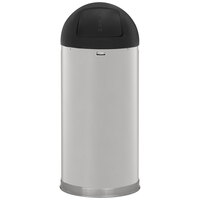 Rubbermaid FGR1536SSPL Round Tops 15 Gallon Stainless Steel Push Door Trash Can with Plastic Liner