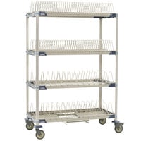Metro PR48VX4-XDR MetroMax i Mobile Four Tier Tray / Steam Pan Drying Rack with Drip Tray - 24 inch x 48 inch x 68 inch