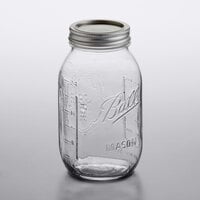 Ball 16oz Clear Glass Regular Mouth Smooth Sided Mason Jars (Silver Vacuum Seal Lid) - 12/Case, Clear Type III BPA Free 70 mm