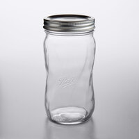 Ball 1440061184 28 oz. Elite Spiral Wide Mouth Glass Canning Jar with Silver Metal Lid and Band - 4/Pack