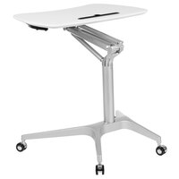 Flash Furniture NAN-IP-10-WH-GG 28 1/4 inch x 18 1/2 inch White Adjustable Height Mobile Desk