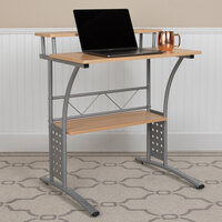 Flash Furniture NAN-CLIFTON-MP-GG Maple Laminate Computer Desk with Metal Frame - 28 inch x 23 1/2 inch x 33 inch