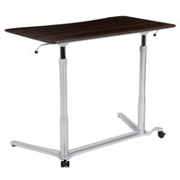 Flash Furniture NAN-IP-6-1-DKW-GG 37 3/8 inch x 20 1/2 inch Dark Wood Adjustable Height Computer Desk