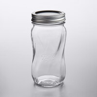 Ball 1440061183 16 oz. Pint Elite Spiral Regular Mouth Glass Canning Jar with Silver Metal Lid and Band - 4/Pack