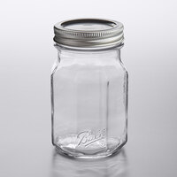 Ball 1440061185 16 oz. Pint Elite Regular Mouth Glass Sharing Canning Jar with Silver Metal Lid and Band - 4/Pack