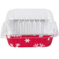 Durable Packaging 1 lb. Holiday Foil Bread Loaf Pan with Clear Dome Lid - 100/Case