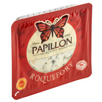 Papillon 3 oz. AOP Black Label Cave-Aged Roquefort Raw Sheep's Blue Cheese Wedge - 6/Case