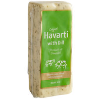 Danish Creamy Havarti Cheese Block with Dill 8 oz. - 12/Case