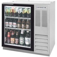 Beverage-Air BB36HC-1-G-S-WINE 36 inch Stainless Steel Underbar Height Glass Door Back Bar Wine Refrigerator