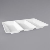 Fineline RC475.WH Platter Pleasers White 14 inch x 10 inch Rectangular 3 Section Tray - 25/Case