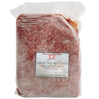 Warrington Farm Meats 5 lb. Frozen Ground Round Beef 90% Lean 10% Fat - 4/Case