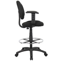 Boss B1616-BK Black Drafting Stool with Footring and Adjustable Arms