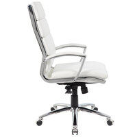 Boss B9471-WT White CaressoftPlus Executive Chair with Metal Chrome Finish