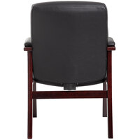 Boss B8909 Black Leather Guest Chair with Mahogany Finished Wood