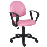 Boss B327-PK Pink Microfiber Deluxe Posture Chair with Loop Arms