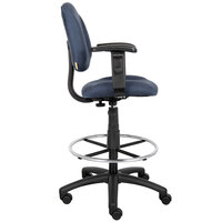 Boss B1616-BE Blue Drafting Stool with Footring and Adjustable Arms
