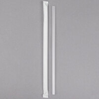 Choice 7 3/4 inch Jumbo Clear Wrapped Straw - 500/Box