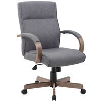 Boss B696DW-SG Modern Executive Slate Gray Linen Conference Chair with Driftwood Finish