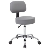 Boss Office B245-GY Grey Be Well Medical Professional Adjustable Stool with Back